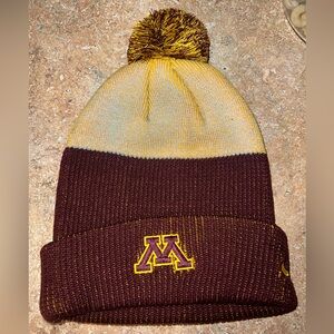 Nike Maroon and Gold Knit Minnesota Pom Beanie Hat NEW